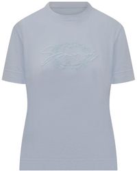 Givenchy - Tops ,Blauw ,Geborduurde Crew Neck Slim Fit T-Shirts - Lyst