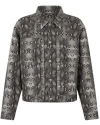 Roberto Cavalli - Python Print Denim Jacket - Lyst