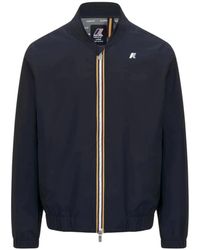 K-Way - Jassen ,Blauw ,Polyester Blauwe Waterdichte Windbreaker Jas - Lyst