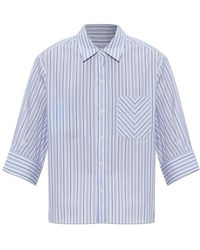 Rag & Bone - Overhemden ,Blauw ,Katoen Shirt Met Streepjespatroon - Lyst