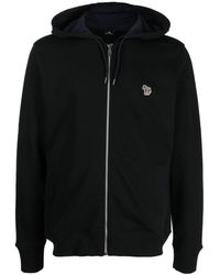 Paul Smith - Zwarte Katoenen Hoodie Met Rits - Lyst