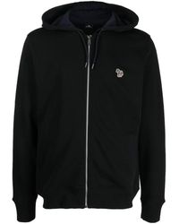 Paul Smith - Zwarte Katoenen Hoodie Met Rits - Lyst