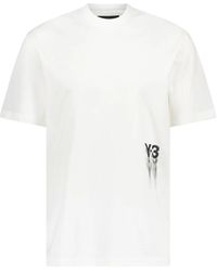 Y-3 - Logo print baumwoll t-shirt - Lyst