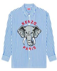 KENZO - Camicia a righe oversize con elefante - Lyst