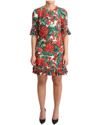 Dolce & Gabbana - Dg multicolor ruffled floral print mini dress - Lyst