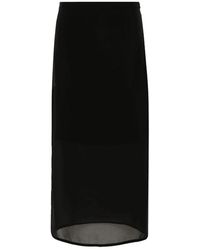 Sportmax - Rokken ,Zwart ,Leer Amico Midi Rok - Lyst