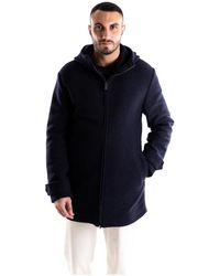Paolo Pecora - Jassen ,Blauw ,Wol Woolen Jas Met Capuchon - Lyst