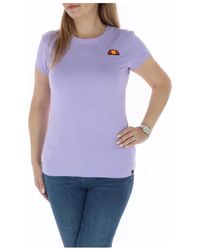 Ellesse - Tops ,Paars ,Katoen Paars Bedrukte Crew Neck Tee - Lyst