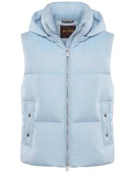 Moorer - Jassen ,Blauw ,Gewatteerd Gilet Met Verstelbare Capuchon - Lyst