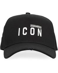 DSquared² - Accessoires ,Zwart ,Katoen Geborduurde Logo Zwarte Pet - Lyst