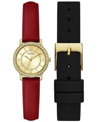 Guess - Accessoires ,Geel ,Leer Horloge Set Night Life 28 Mm - Lyst
