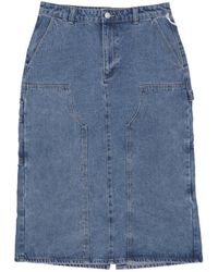 Obey - Rokken ,Blauw ,Denim Denim Midi Rok Met Gereedschapszakken - Lyst