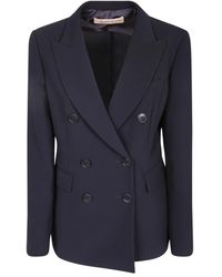 Blanca Vita - Jassen ,Blauw ,Leer Glixia Double-Breasted Blazer - Lyst