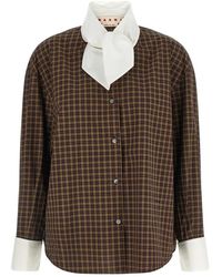 Marni - Gestreepte Poplin Blouse Met Strik - Lyst