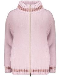 Herno - Truien & Vesten ,Roze ,Wol Wollen Vest Met Rits En Zakken - Lyst
