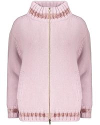 Herno - Truien & Vesten ,Roze ,Wol Wollen Vest Met Rits En Zakken - Lyst