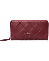 Tory Burch - Gepolstertes lederportemonnaie mit doppel-t - Lyst
