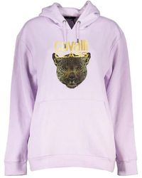 Roberto Cavalli - Hoodies & Sweatvesten ,Paars ,Paarse Hoodie Met Logoprint - Lyst