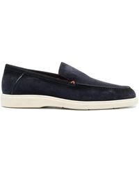 Santoni - Schoenen ,Blauw ,Suède Blauwe Suède Instap Platte Schoenen - Lyst