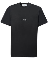 MSGM - Tops ,Zwart ,Katoen T-Shirt Van Katoen Met Ronde Hals - Lyst