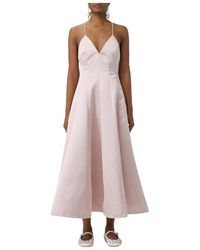 Philosophy Di Lorenzo Serafini - Roze Satijnen Mouwloze Jurk Met V-Hals - Lyst