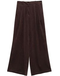 Alysi - Broeken ,Bruin ,Polyester Wide Broeken - Lyst