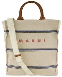 Marni - Logo-Print Canvas Tote Bag - Lyst