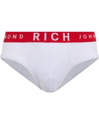 John Richmond - Ondergoed ,Wit ,Katoen Low-Rise Witte Katoenen Slips - Lyst