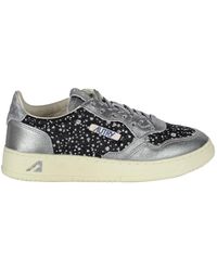 Autry - Schoenen ,Veelkleurig ,Katoen Glitter Leren Sneakers Medalist Stijl - Lyst