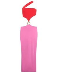 Roberto Cavalli - Lange Asymmetrische Jurk Met Juweeldetail - Lyst