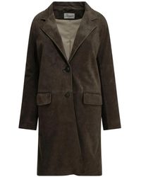 Semler - Jassen ,Bruin ,Suède Suède Blazer Jas Lange Pasvorm - Lyst