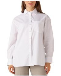 SELECTED - Overhemden ,Wit ,Katoen Oversize Ls Shirt Voor Vrouwen - Lyst