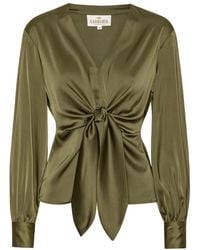 Karmamia - Overhemden ,Groen ,Polyester Blair Blouse Met Knoopdetail - Lyst