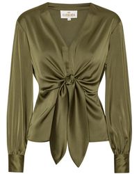 Karmamia - Overhemden ,Groen ,Polyester Blair Blouse Met Knoopdetail - Lyst