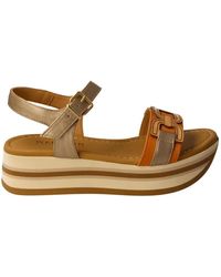 Pedro Miralles - Orange/ocker leder sandalen - Lyst