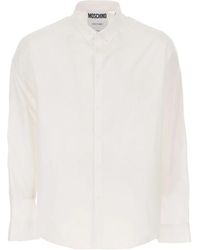 Moschino - Overhemden ,Wit ,Katoen Witte Katoenen Maxi Label Shirt - Lyst