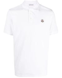 Moncler - Weißes polo-shirt mit logo - Lyst