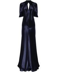 Alberta Ferretti - Kleedjes ,Blauw ,Satijn Abito Shiny Satin - Lyst