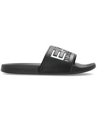EA7 - Schoenen ,Zwart ,Slides Met Oversized Logo - Lyst