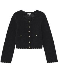 Ganni - Chenille Crochet Cardigan - Lyst