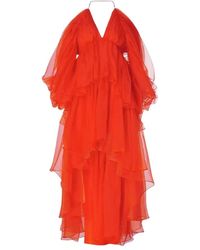 Zimmermann - Kleedjes ,Rood ,Rode Zijden Asymmetrische Jurk - Lyst