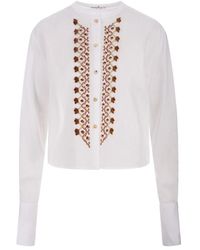 Ermanno Scervino - Camisa blanca de lino bordada étnica - Lyst