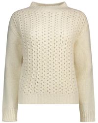 Dondup - Weißer Rundhals Hip-Length Pullover - Lyst
