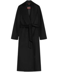 Max Mara - Jassen ,Zwart ,Wol Zwarte Wol Drap Ochtendjas Jas - Lyst