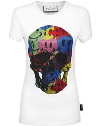 Philipp Plein - Tops ,Wit ,Katoen T-Shirt Pure Smile - Lyst