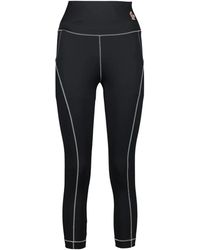 Moncler - Broeken ,Zwart ,Nylon Zwarte Logo Legging Lente-Zomer 2025 - Lyst