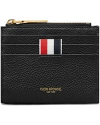 Thom Browne - Accessoires ,Zwart ,Leer Kaarthouder Met Rits - Lyst