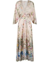 CAMILLA - Kleedjes ,Veelkleurig ,Leer Zijde Maxi-Jurk Met Kristallen - Lyst