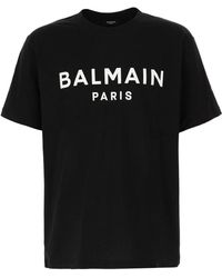 Balmain - Tops ,Zwart ,Katoen Casual Katoenen T-Shirt Voor Mannen - Lyst