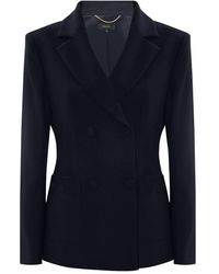 Kocca - Jassen ,Blauw ,Leer Elegant Over Waist Getailleerd Jasje - Lyst
